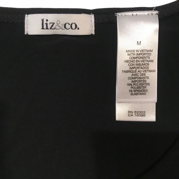 Liz Co Geometric Black Orange Beige Short Sleeve Top Size M - Picture 3 of 9